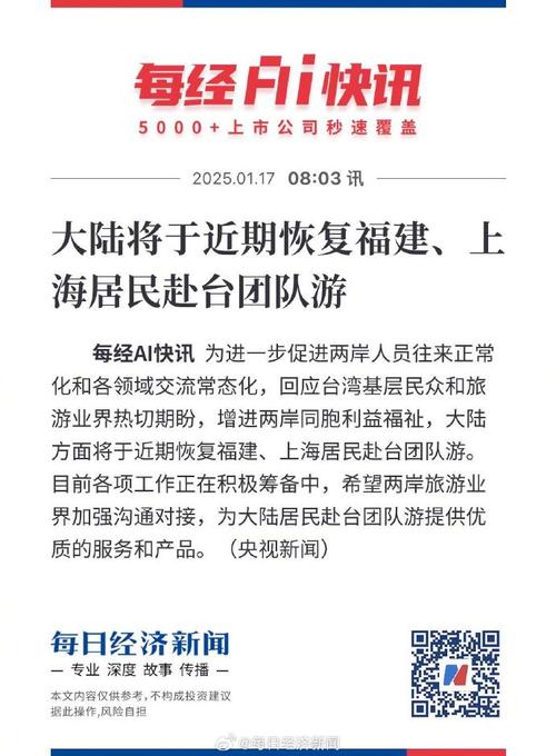 福建、上海居民赴台团队游将于近期恢复 国台办:积极支持 乐见其成