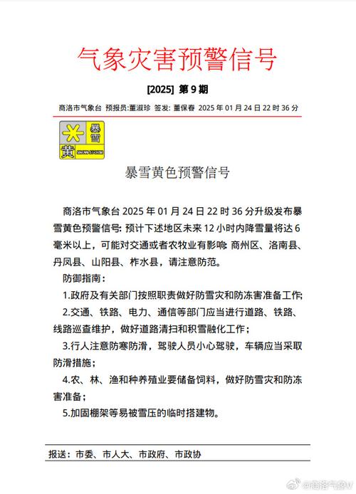 陕西省洛川县发布暴雪黄色预警